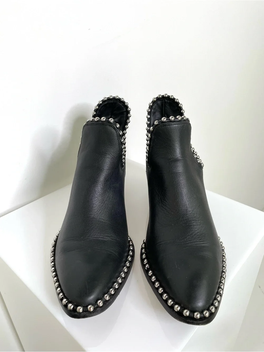 Shoes | Ankle Boots | Alexander Wang Silver Studded Trim Black Leather Notch 9.5